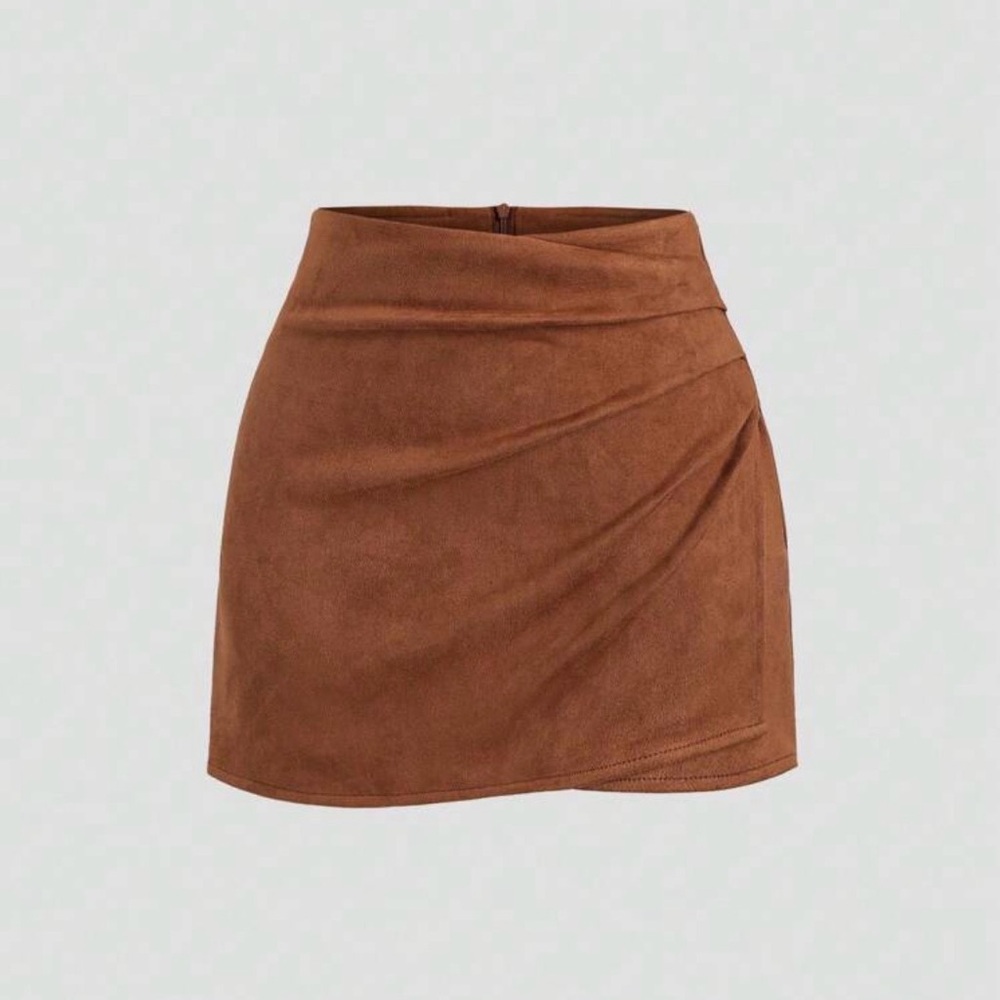 Elegant Brown Suede Mini Skirt